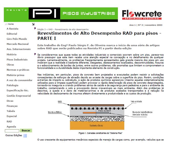 Revestimentos De Alto Desempenho RAD Para Pisos – Parte I