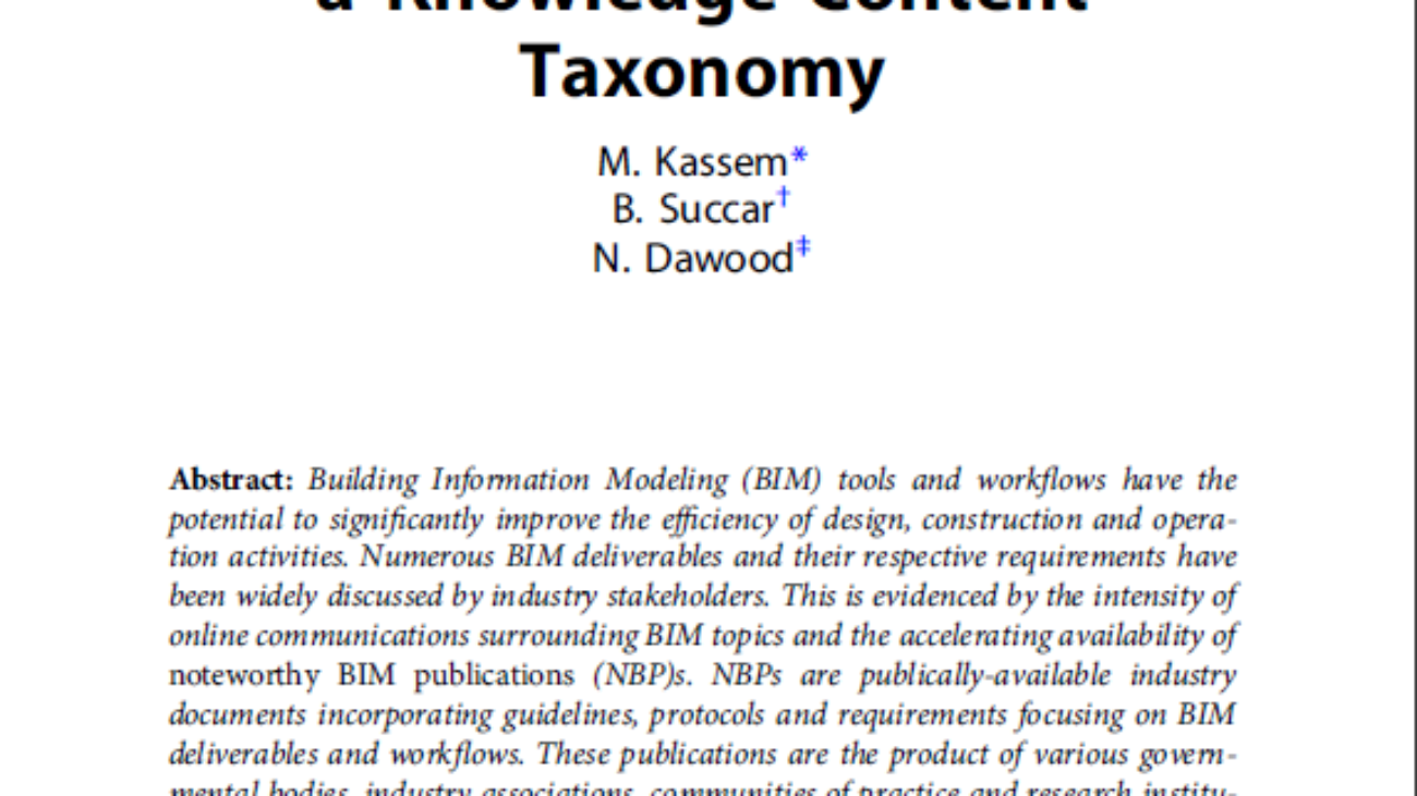 _Building Information Modeling Analyzing Noteworthy Publications of Eight Countries Using a Knowledge Content Taxonomy