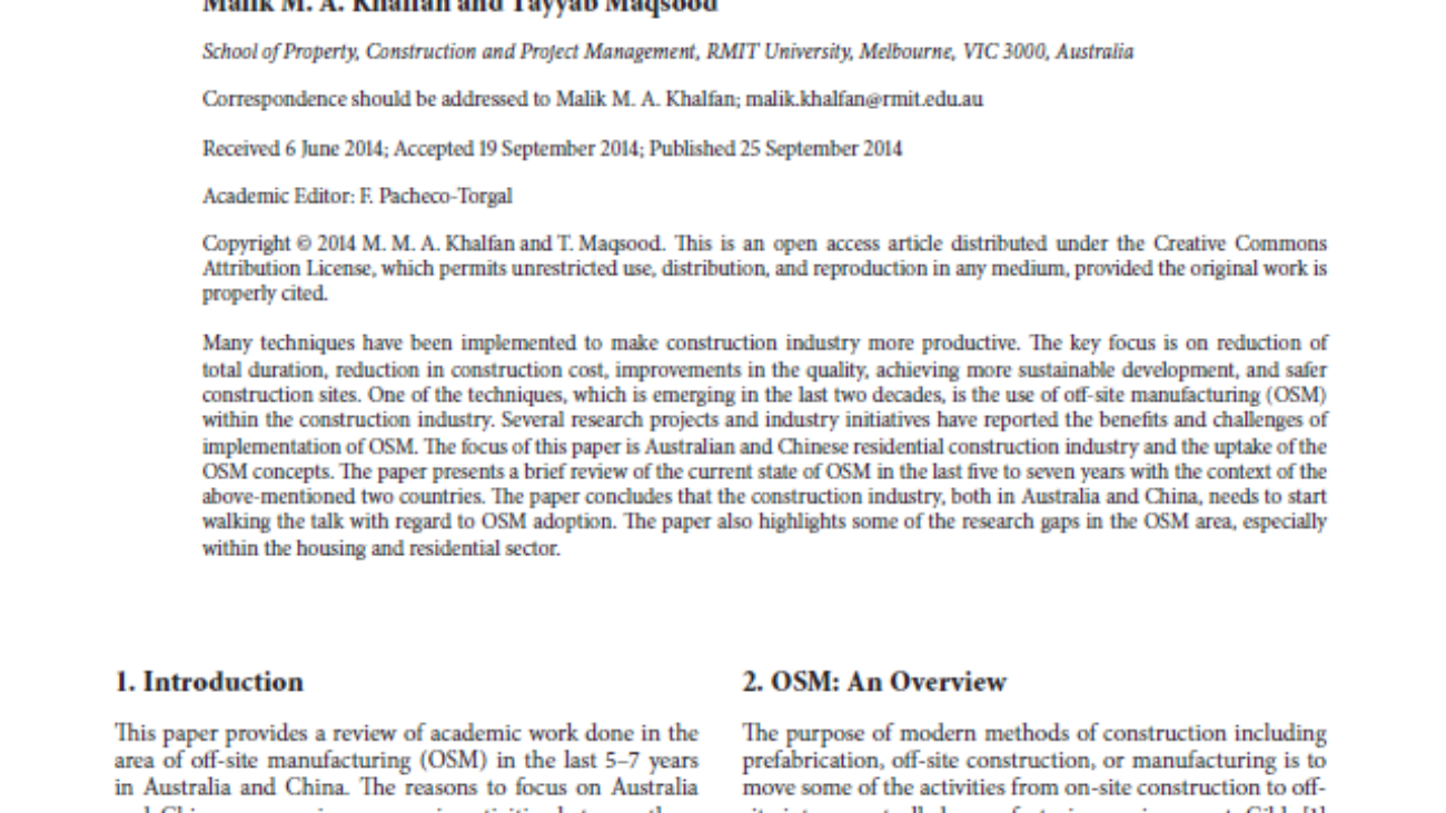 _Current State of Off-Site Manufacturing in Australian and Chinese Residential Construction