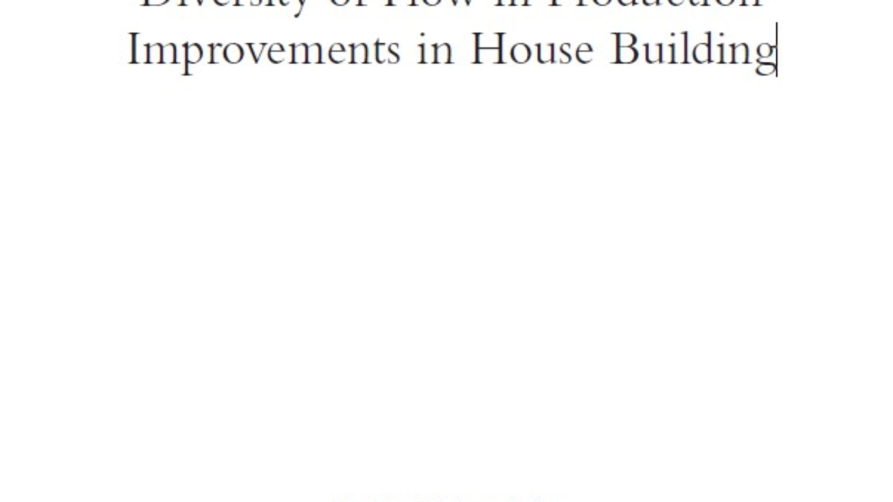 _Diversity of Flow in Production Improvements in House Building