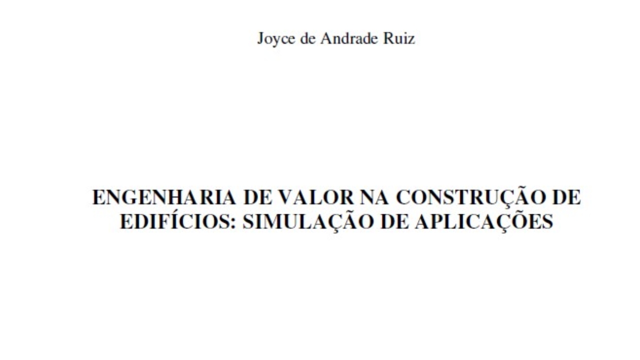 _Engenharia de Valor na Construção de Edifícios Simulação de Aplicações