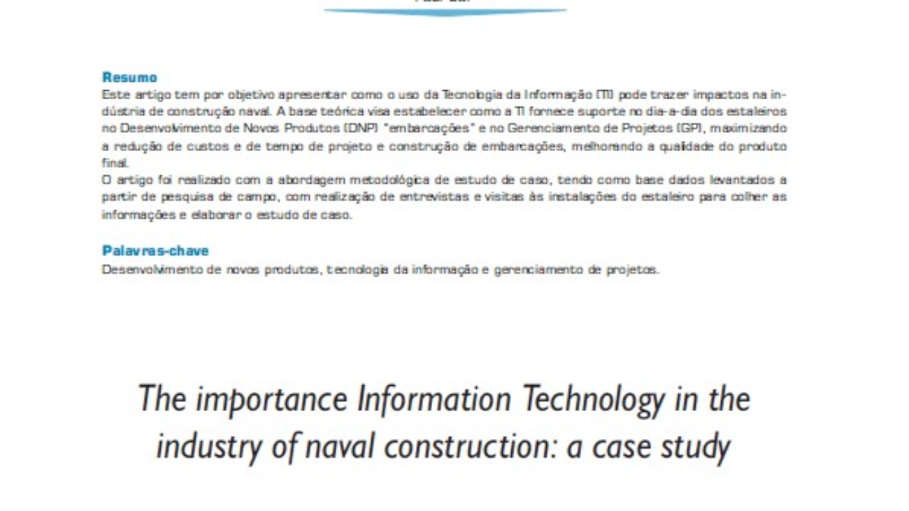 _A Importância da Tecnologia da Informação na Indústria de Construção Naval Um Estudo de Caso