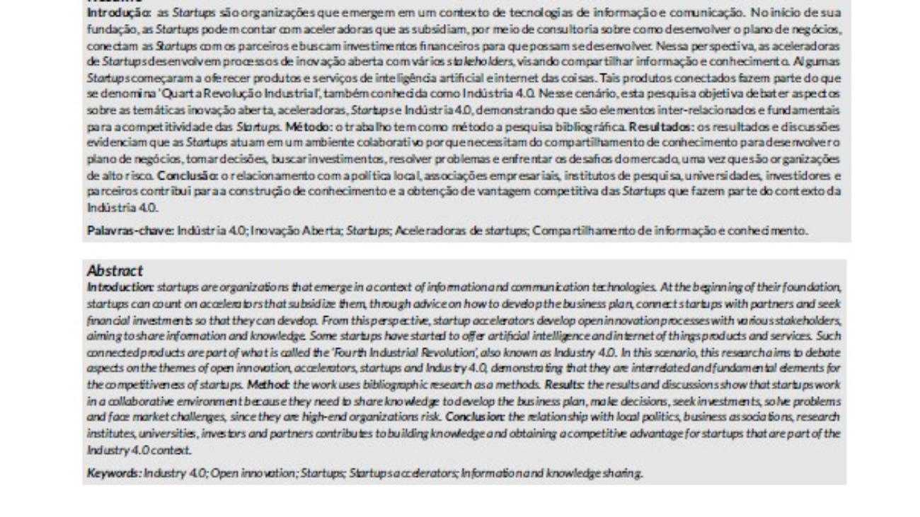 _A Indústria 4.0 e a Inovaçao Aberta Em Aceleradora de Startups