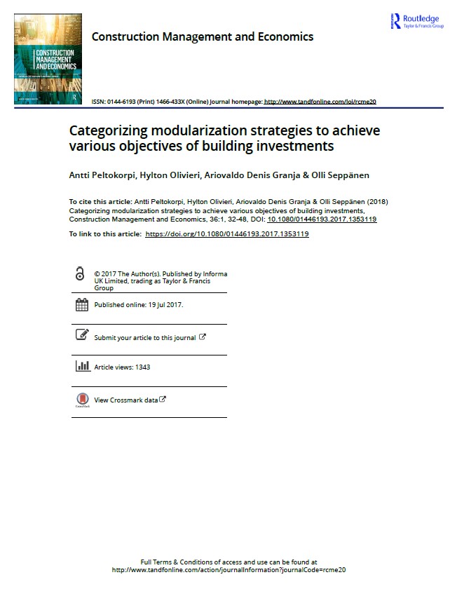 Categorizing Modularization Strategies To Achieve Various Objectives Of Building Investments