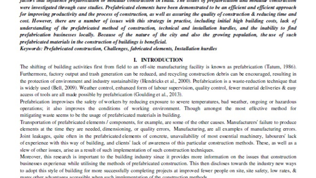 _Challenges Faced in Prefabrication or Modular Construction