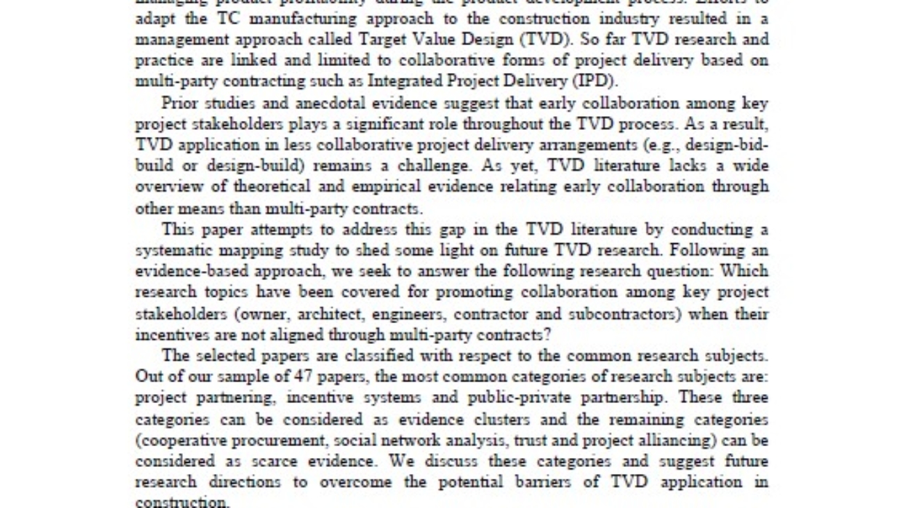 _Collaboration To Extend Target Costing To Non-Multi-Party Contracted Projects Evidence From Literature