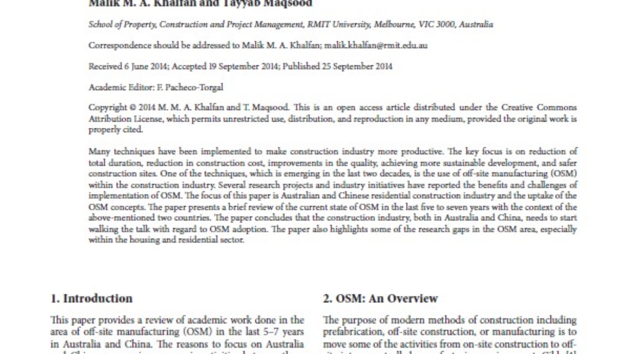 _Current State Offsite Manufacturing in Australian and Chinese Residential Construction