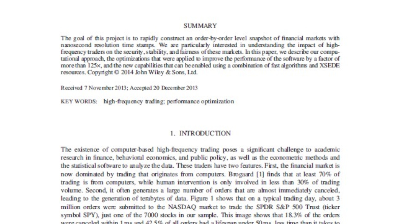 _Fast Construction Of Nanosecond Level Snapshots Of Financial Markets