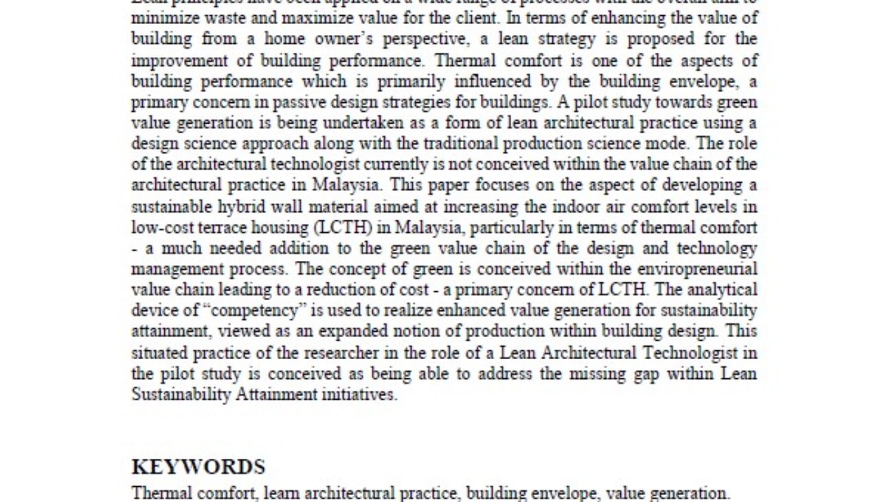 _Generating Value At Preconstruction Minding The Gap In Lean Architectural Practice