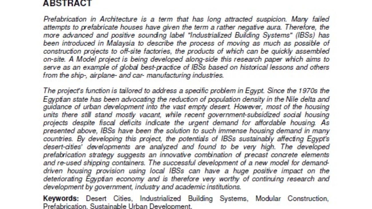 _Industrialized Building Systems For Sustainable (re-) Generation Of New Communities