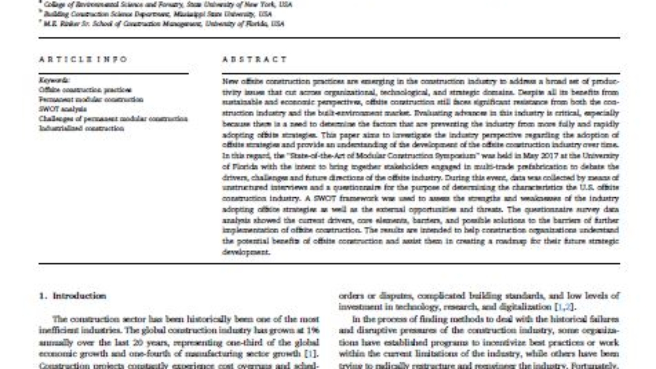 _Perceptions Of Offsite Construction In The United States An Investigation Of Current Practices