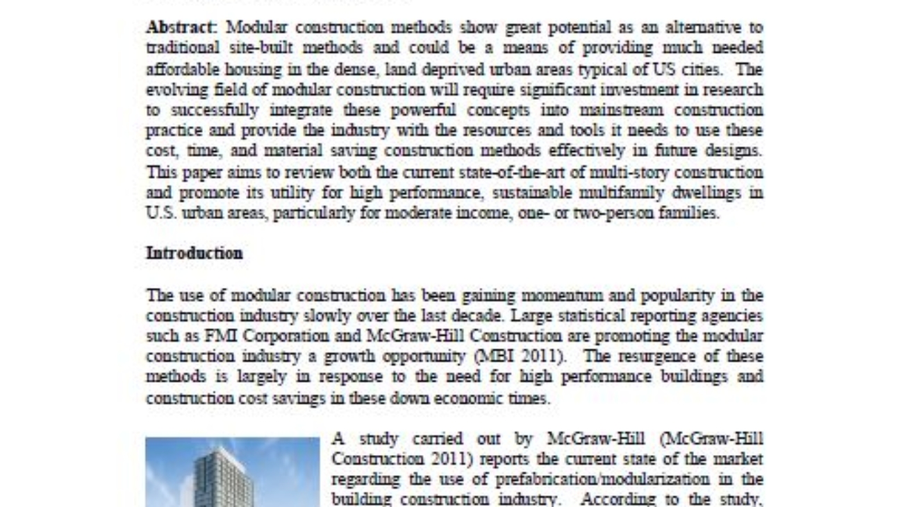 _The State-of-the-Art Application of Modular Construction to Multi-Story Residential Buildings