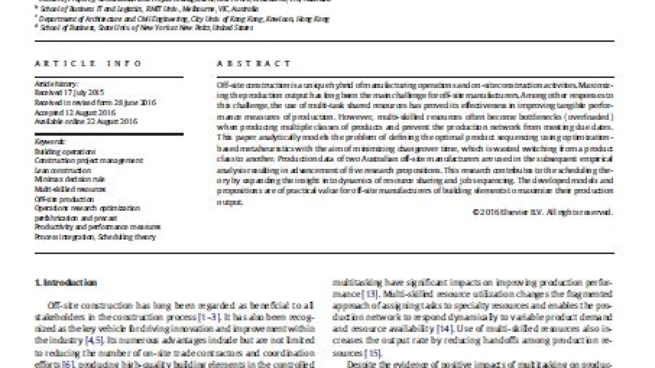 _Off-site Construction Optimization Sequencing Multiple Job Classes With Time Constraints