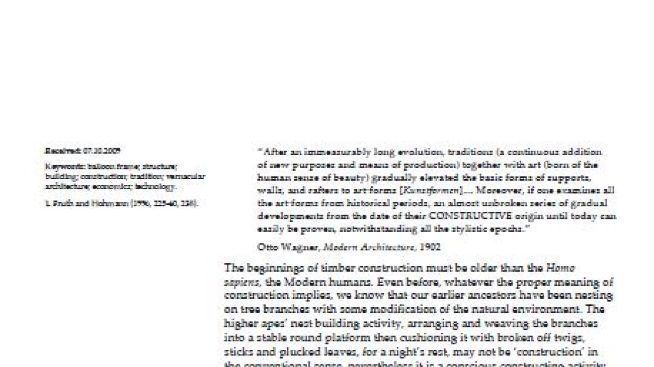 _Reconstructing The Balloon Frame A Study In The History Of Architectonics