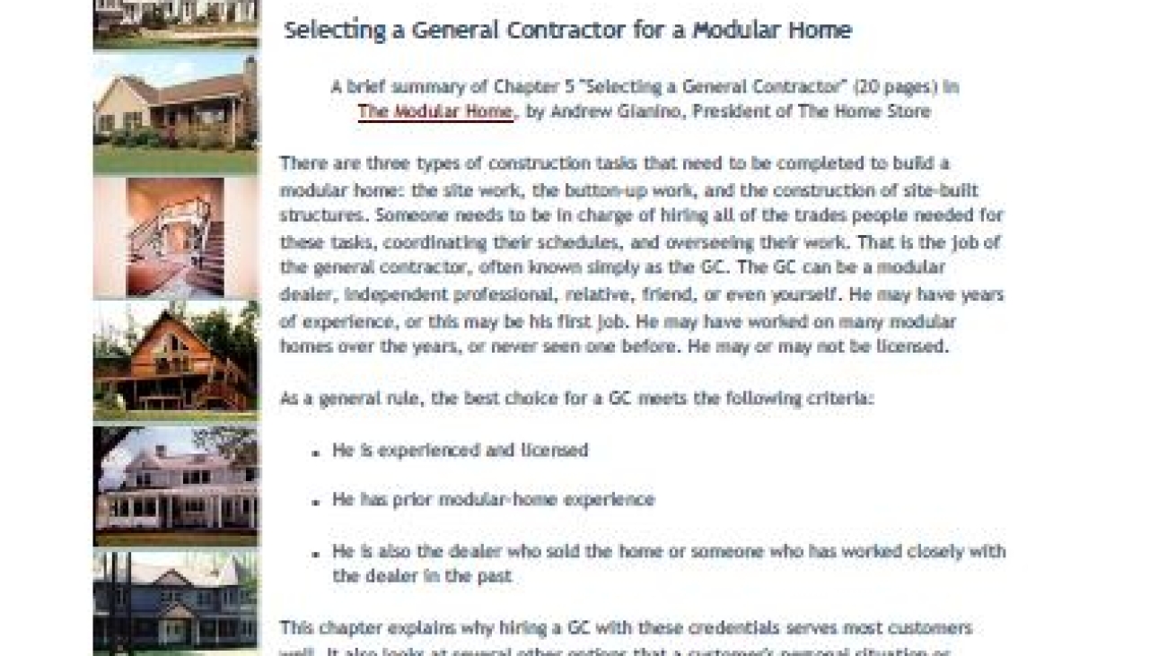 _The Modular Home - Chapter 5 Selecting a General Contractor for a Modular Home